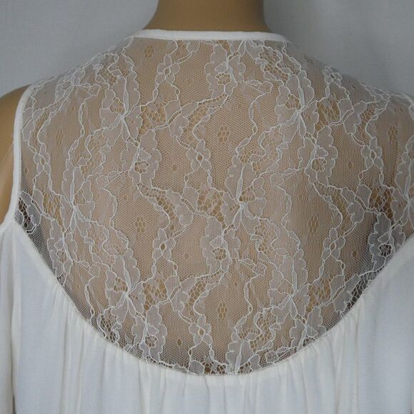 Parker Joanie Cold Shoulder Blouse Lace Billow Sleeve V Neck White Medium Top - Picture 11 of 11